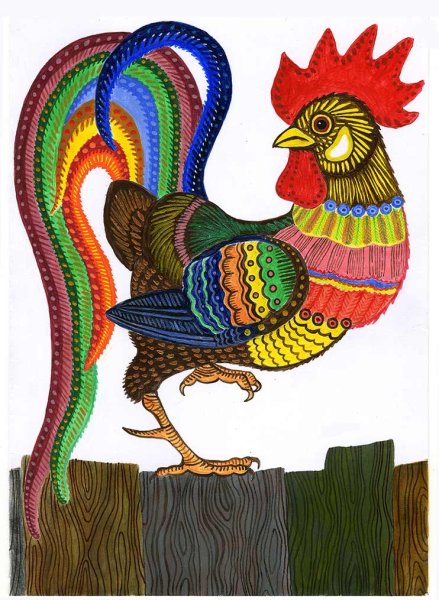 Декоративный петух нарисовать