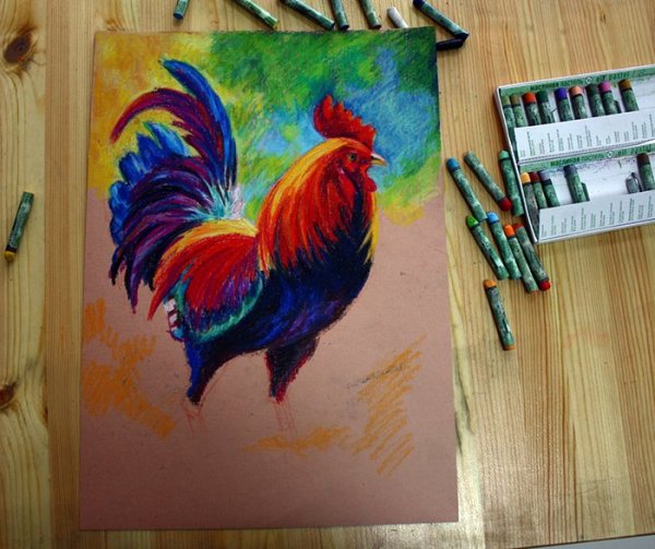 Петух карандашом