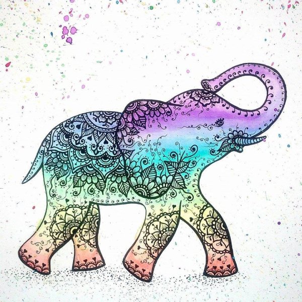 Слоник разукрашенный фломастерами