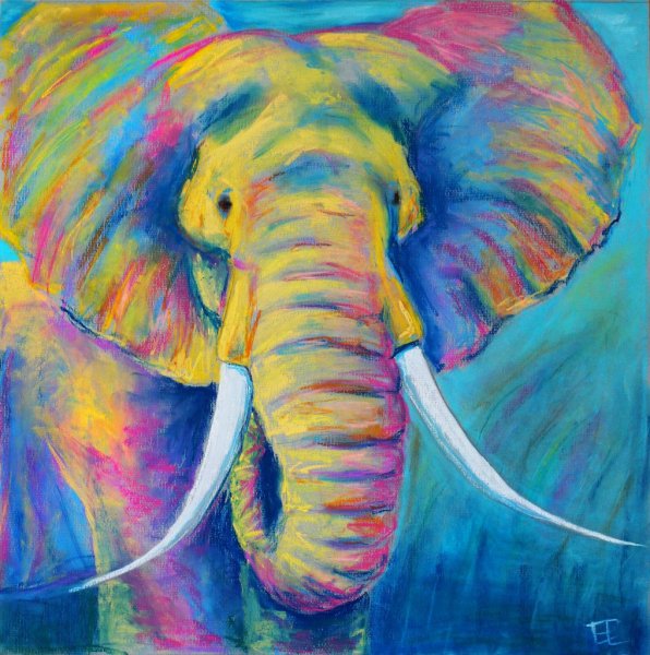 Слон пастелью