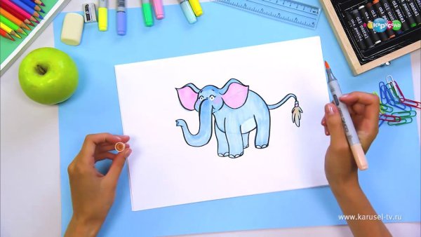 Слон рисунок фломастером