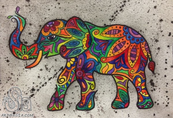 Слон рисунок легкий