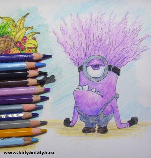 Фиолетовый рисунок карандашом