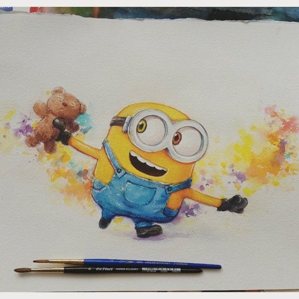 Миньоны акварелью