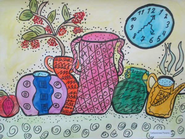 Декоративный натюрморт маркерами