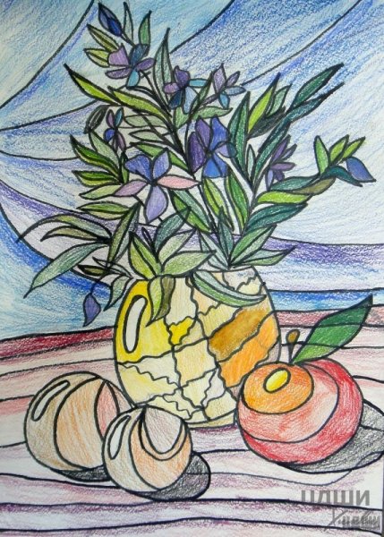 Декоративный натюрморт маркерами