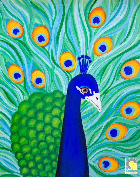 Павлин фломастерами