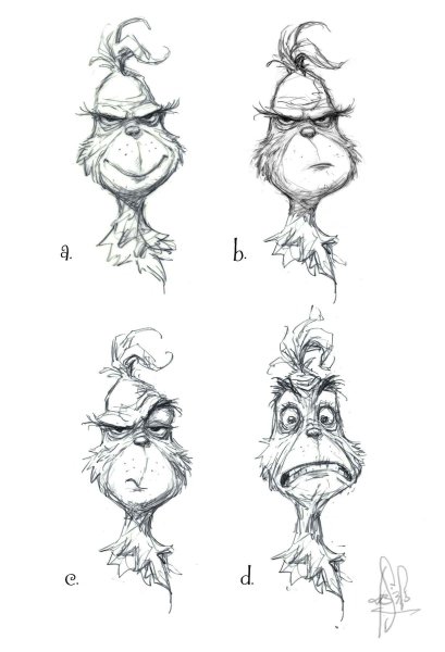 Рисунок Гринча для срисовки