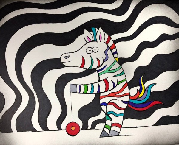 Зебра рисунок маркерами