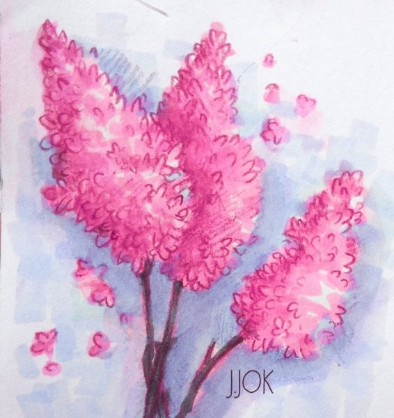 Рисунок сирени фломастерами