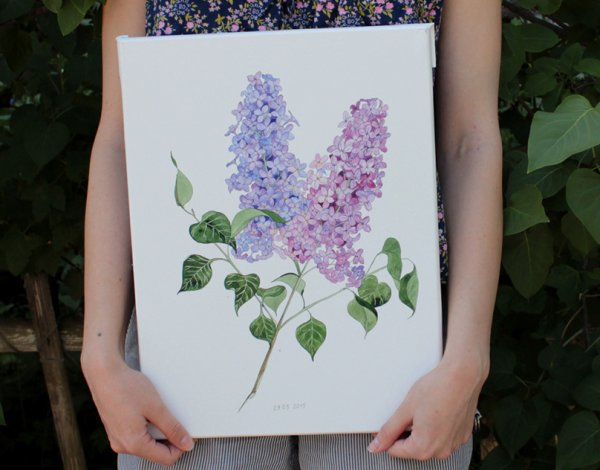 Сирень точечное рисование