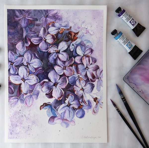 Юлия Барминова цветы акварелью