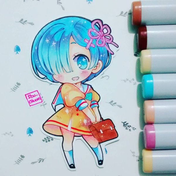 Чиби скетч маркерами