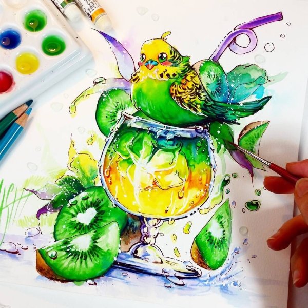 Скетчинг маркерами киви