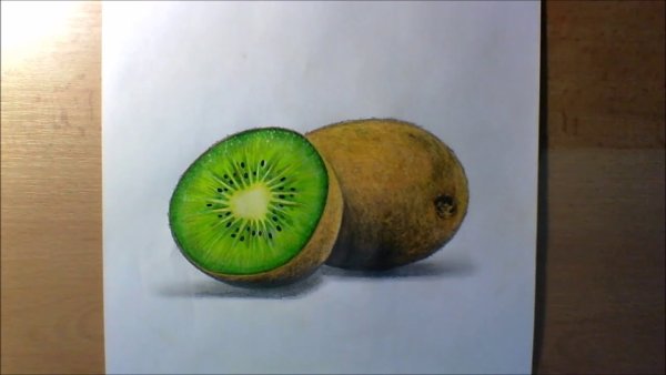 Киви цветными карандашами