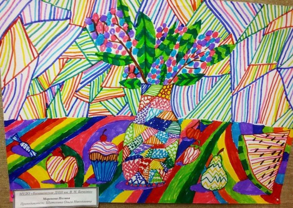 Декоративный натюрморт фломастерами