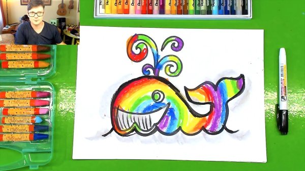 Папа кит фломастерами