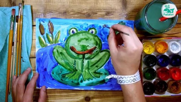 Рисование с рыба кит красками