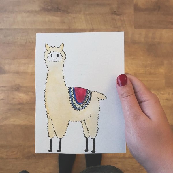 Нарисовать ламу маркерами