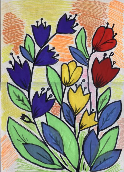 Цветы фломастерами для детей