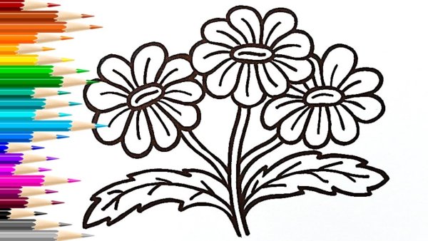 Декоративные цветы фломастерами