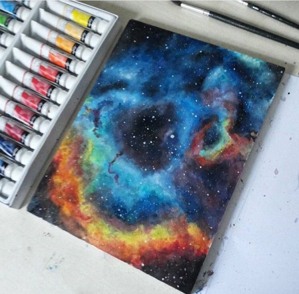 Космос масляной пастелью