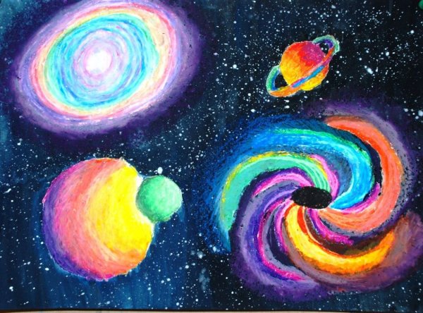 Космический пейзаж пастелью