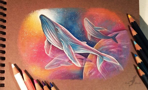 Космос цветными карандашами