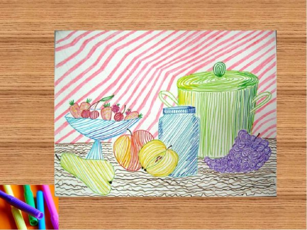 Натюрморт цветными карандашами