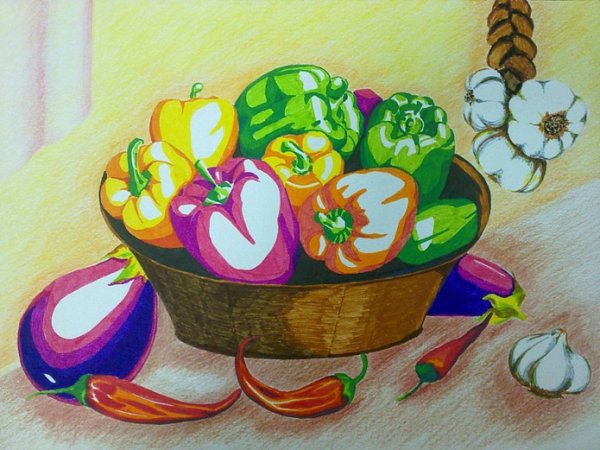 Фрукты маркерами