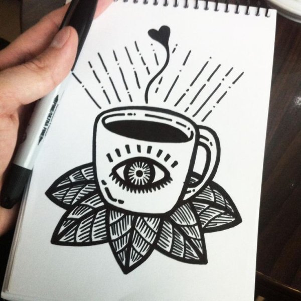 Рисунки маркером черным