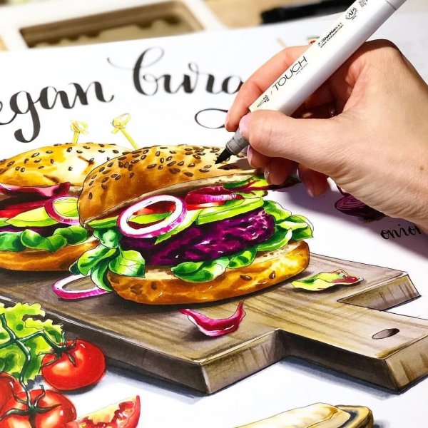 Бургер рисунок маркерами