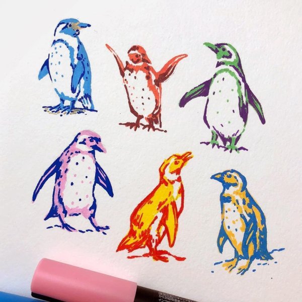 Пингвин рисунок фломастерами