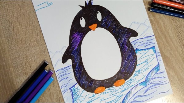 Пингвин пошаговое рисование