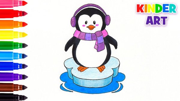 Рисование пингвина с детьми 6-7 лет