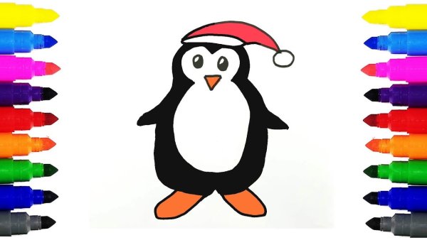 Пингвинчик маркерами