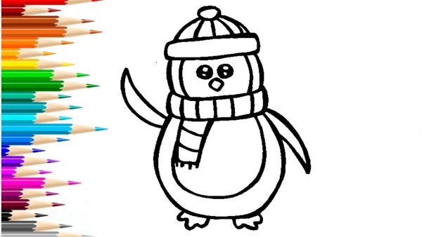 Милые пингвины рисунок