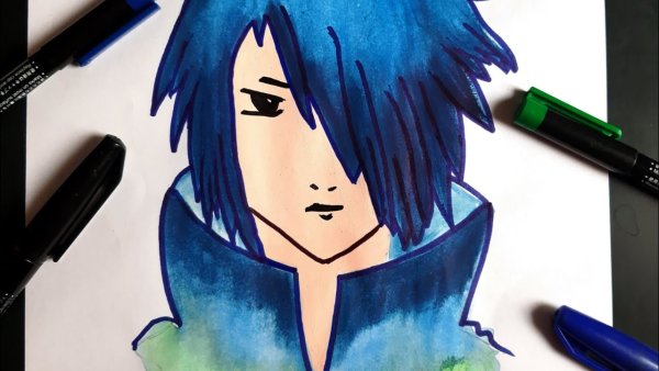 Аниме Саске маркерами