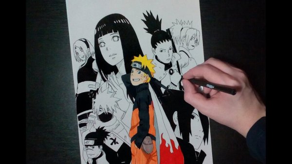 Наруто маркером черным