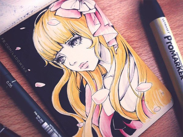 Анимешные рисунки фломастерами