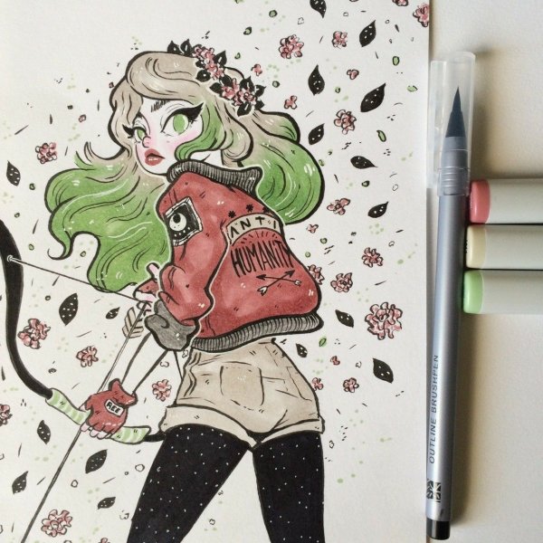 Милые девочки в скетчбук