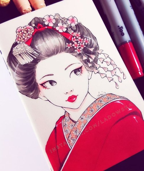 Японская девушка для срисовки
