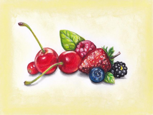 Мини рисунки маркерами ягоды