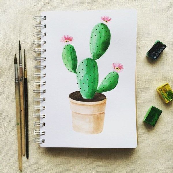Милые кактусы для скетчбука