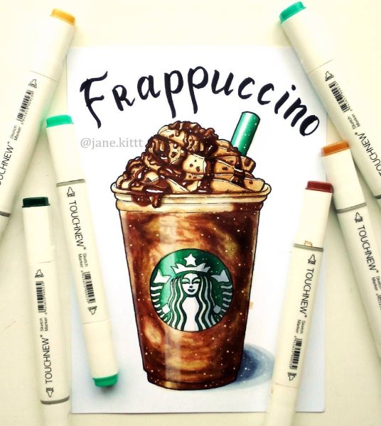 Скетчи маркерами кофе Старбакс