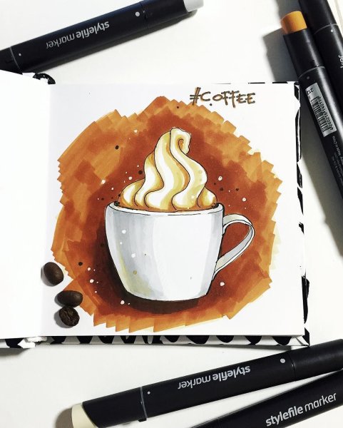 Кофе рисунок маркерами