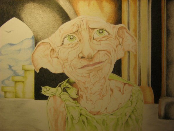 Добби цветными карандашами