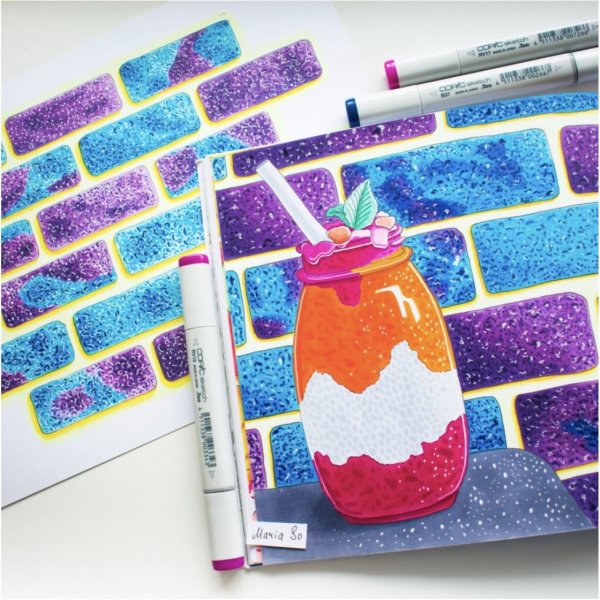 Рисование маркерами космический