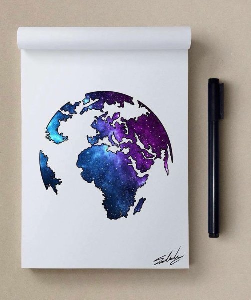 Космические скетчи акварелью