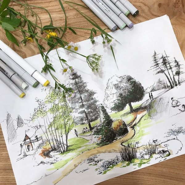 Пейзаж маркерами